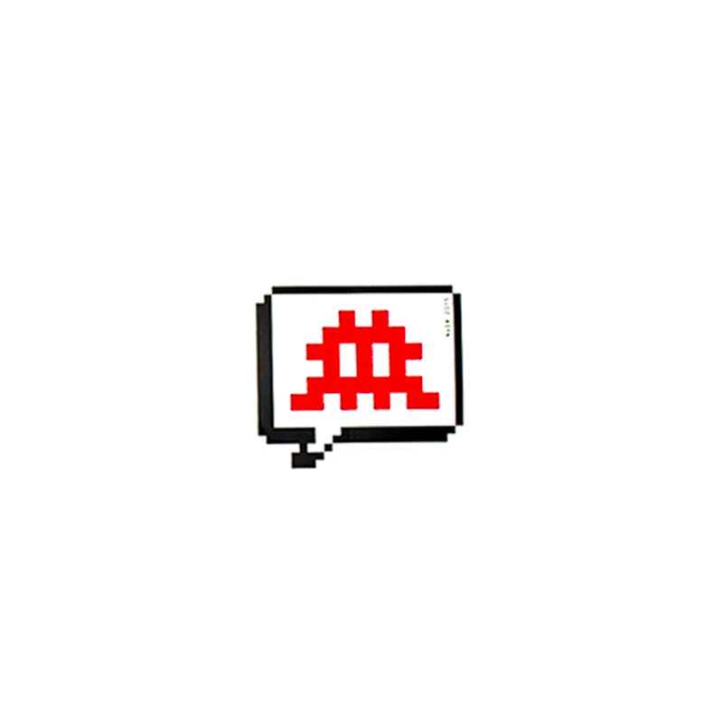 Invader Red Invader Speech Bubble Sticker Framed 15 Available For Sale Artsy Invader Red Invader Speech Bubble Sticker Framed 15 Available For Sale Artsy