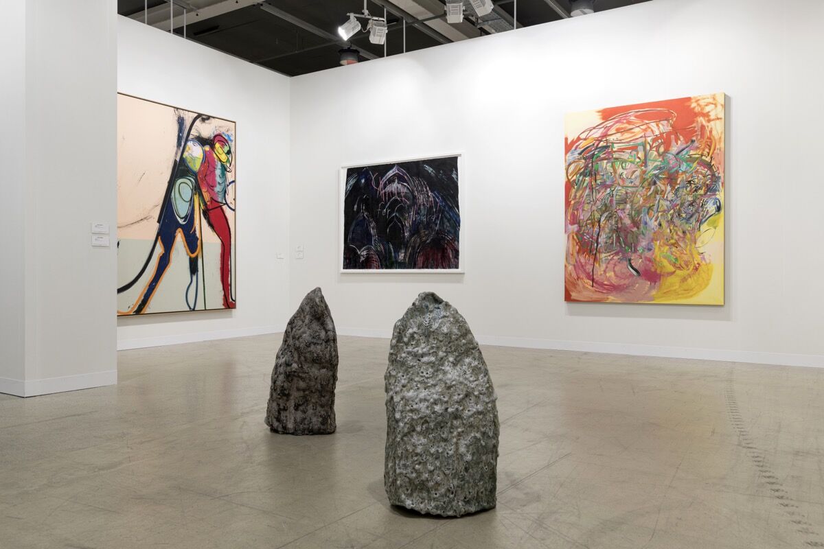 Installation view of Regen Projects’ booth at Art Basel, Basel, 2021. Photo by Photo Service at Art Basel. Courtesy of Regen Projects.