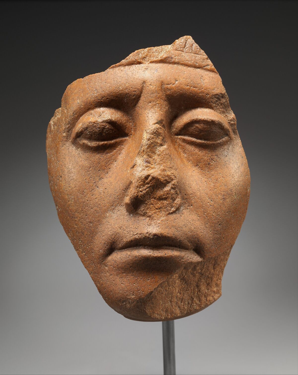 Face of Senwosret III, ca. 1878â€“1840 B.C. Courtesy of The Metropolitan Museum of Art.