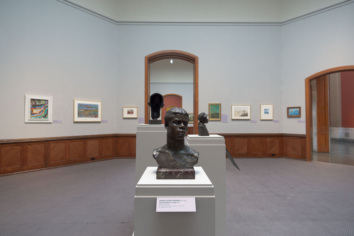 Installation view of “Awakened in You”: The Collection of Dr. Constance E. Clayton at Pennsylvania Academy of the Fine Arts, 2020. Photo by Adrian Cubillas. Courtesy of Pennsylvania Academy of the Fine Arts, Philadelphia.