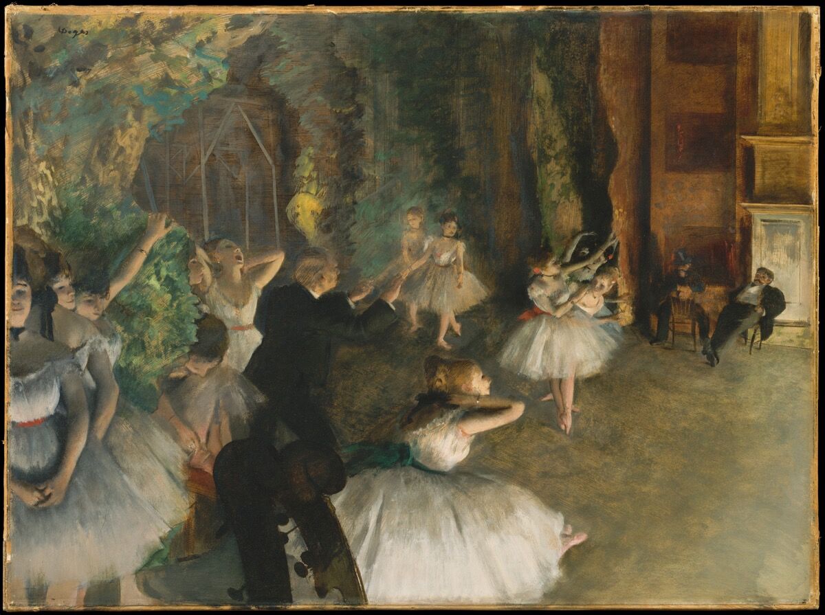 Edgar Degas, The Rehearsal of the Ballet Onstage, ca. 1874. Courtesy of the Metropolitan Museum of Art. 