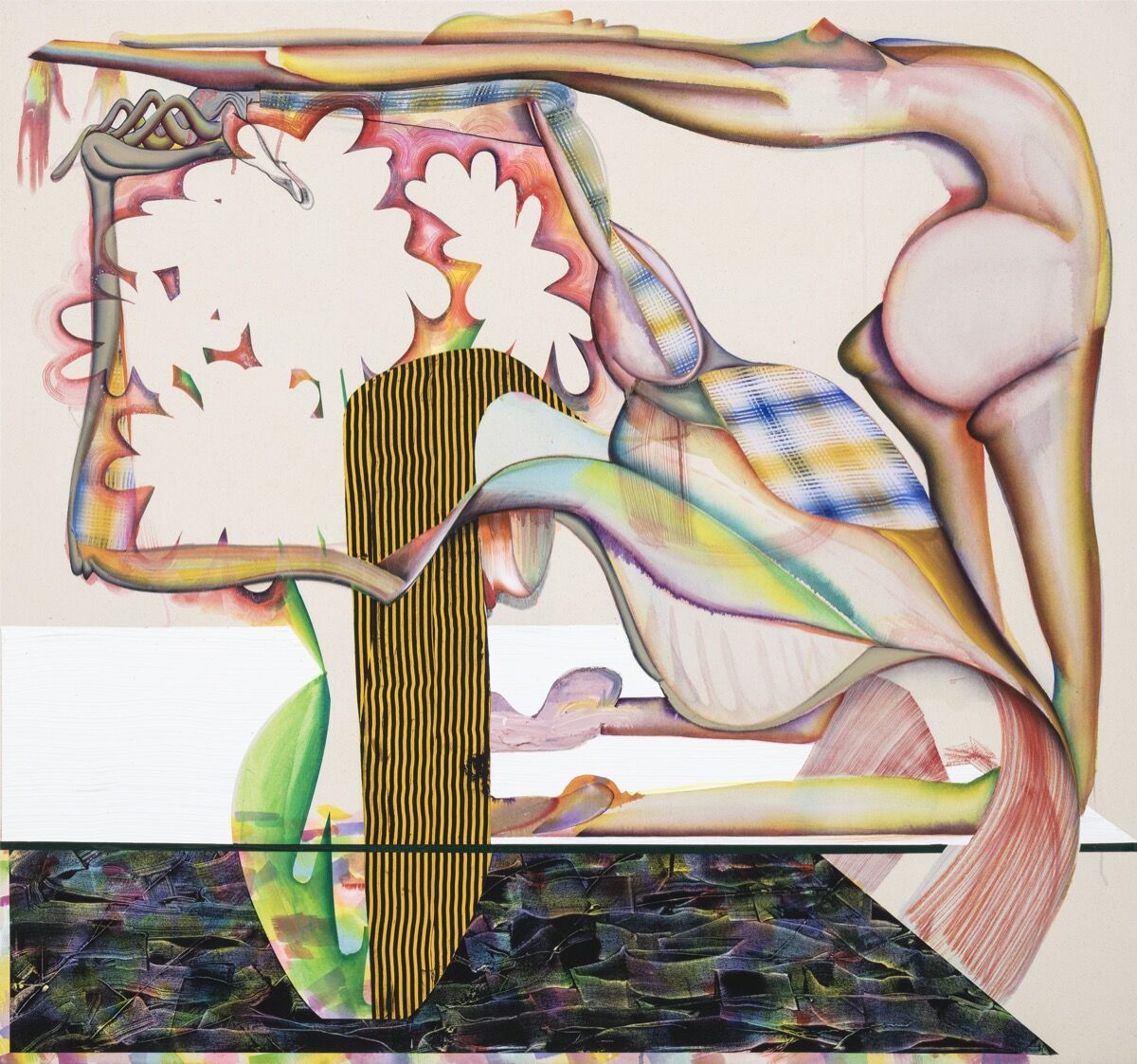 Christina Quarles, An Absense the Size of Yew, 2019. © Christina Quarles. Courtesy of Regen Projects, Los Angeles; and Pilar Corrias, London.