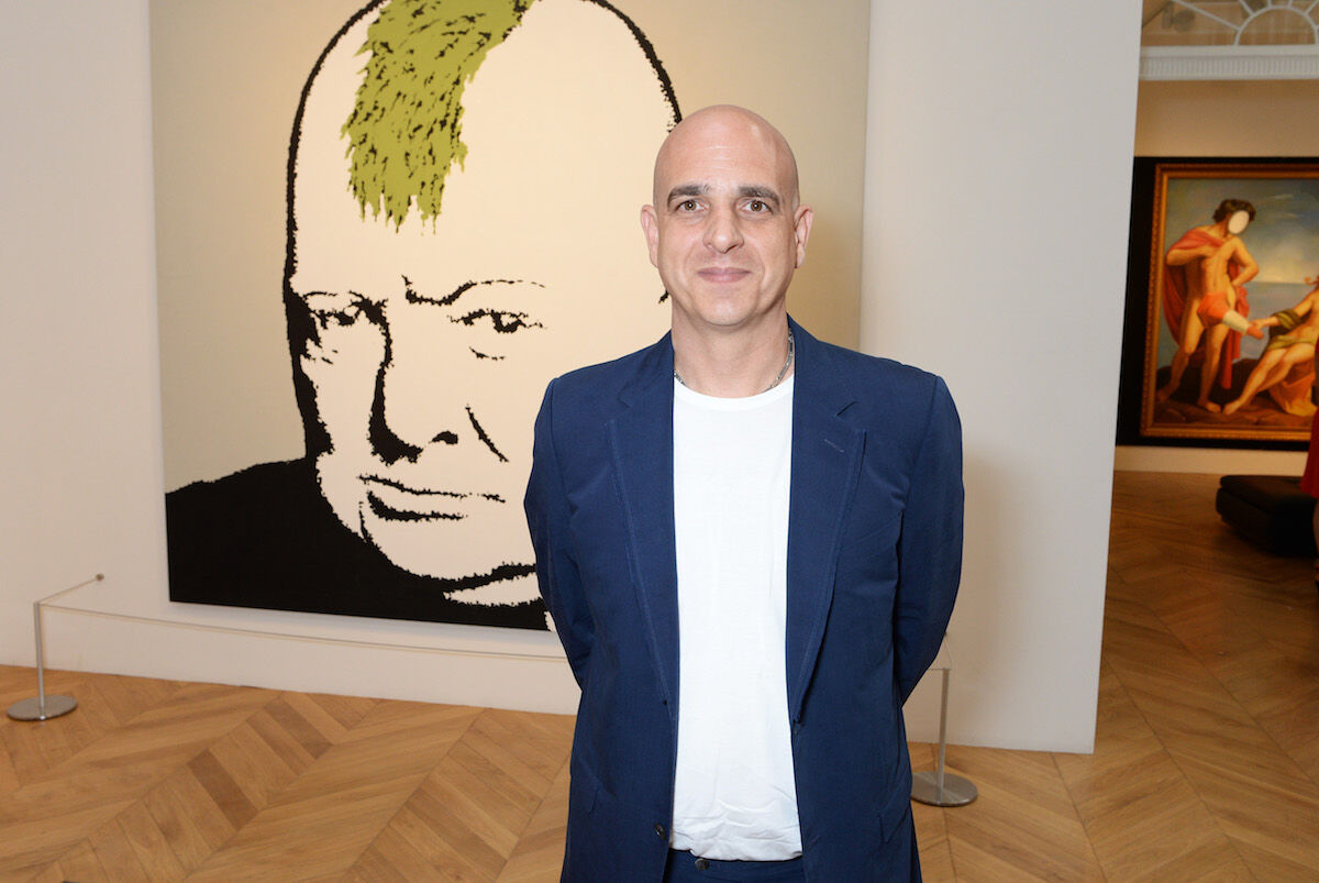 Steve Lazarides at an exhibition of works by Banksy at Lazinc in 2018. Photo by David M. Benett/Dave Benett/Getty Images for KTW.