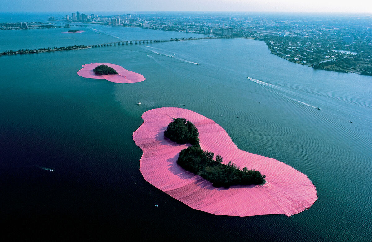 Christo and Jeanne-Claude, Surrounded Islands, Biscayne Bay, Greater Miami, Florida, 1980–83. Photo by Wolfgang Volz. Courtesy and © the artists.