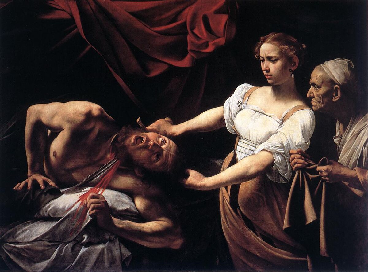 Caravaggio, Judith Beheading Holofernes, ca.  1598–99.  Foto vía Wikimedia Commons.