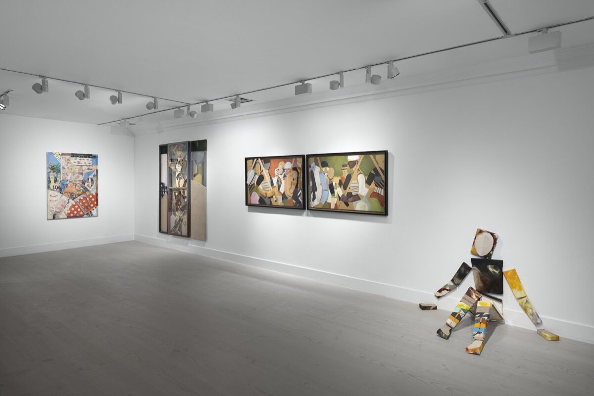 Jann Haworth, vista de la instalación de "Mannequin Defectors" en Gazelli Art House, 2020. Cortesía de Gazelli Art House, Londres.