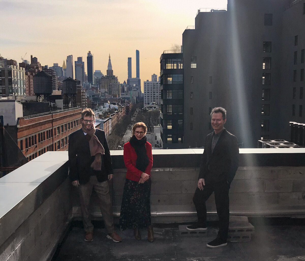 From left to right: Iwan Wirth, Manuela Wirth, and Marc Payot in early February 2020. Photo courtesy of Hauser & Wirth.