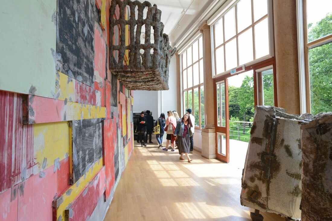 Installation view of Phyllida Barlow, “folly,” for the United Kingdom Pavilion at the 57th Venice Biennale, 2017. Photo by Casey Kelbaugh for Artsy.