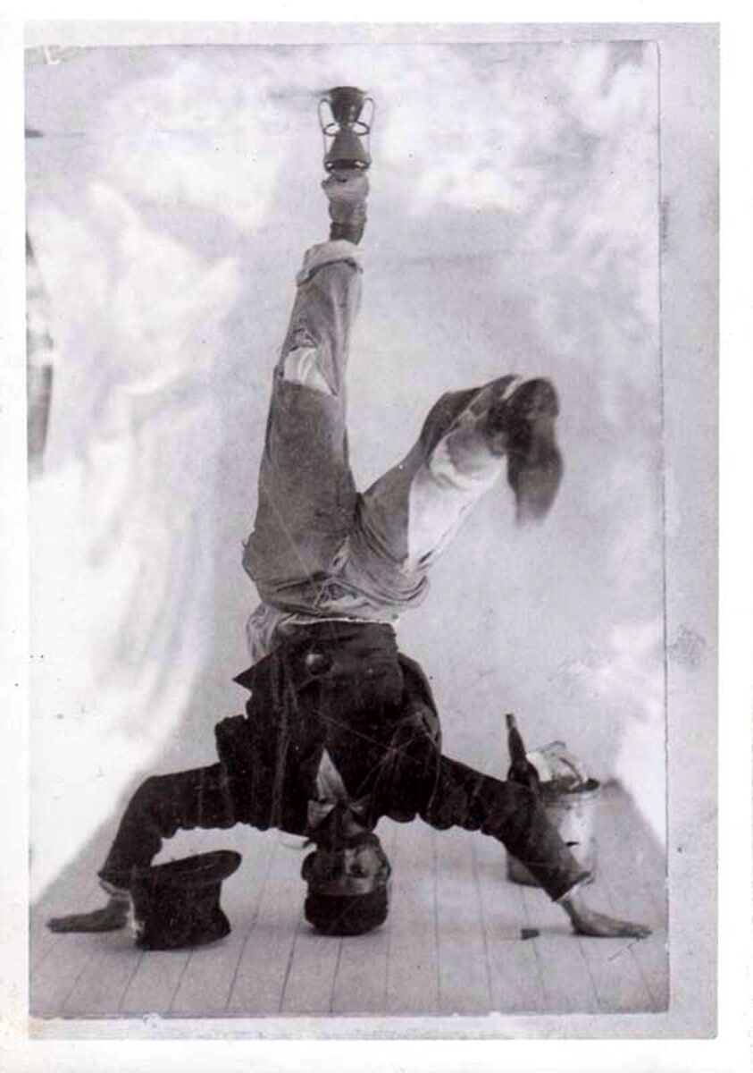 Ohr standing on his head. Courtesy of the Ohr-O’Keefe Museum of Art, Biloxi, Mississippi.