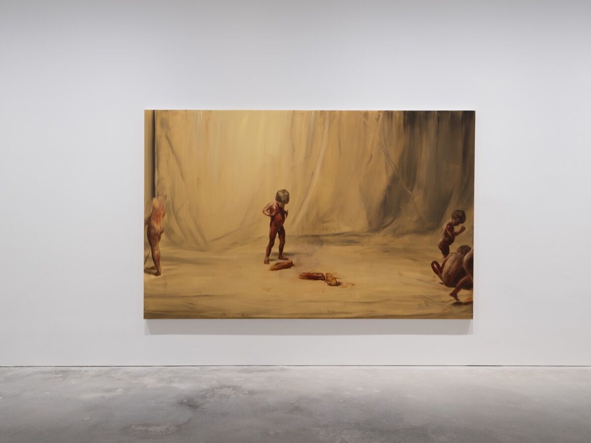 Installation view of Michaël Borremans, “Fire from the Sun,” David Zwirner Hong Kong, 2018. © Michaël Borremans. Photo by Kitmin Lee. Courtesy of David Zwirner.