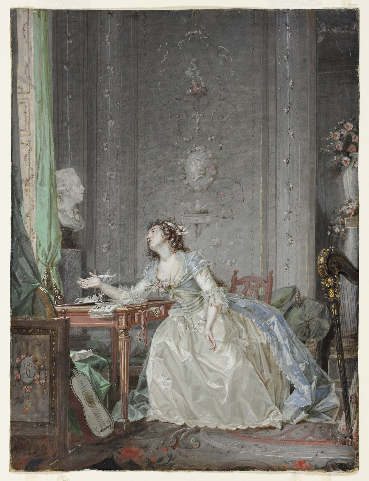 Claude Hoin, Interior with a Portrait of a Young Lady Before a Bust, 1788. Courtesy of the Art Institute of Chicago.