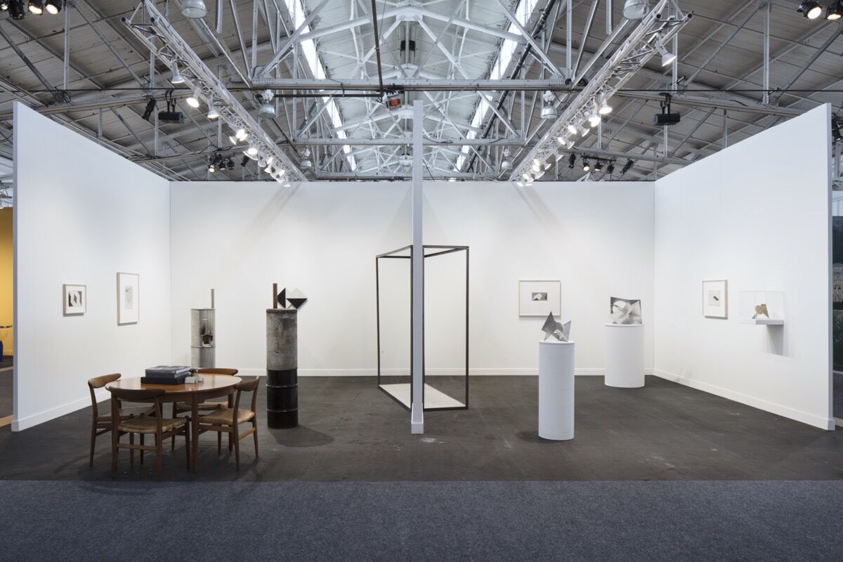 Installation view of works by Lygia Clark and Oscar Tuazon in Luhring Augustine’s booth at FOG Design+Art, 2019. © “The World of Lygia Clark” Cultural Association. © Oscar Tuazon. Photo by Johnna Arnold and Impart Photography. Courtesy of Luhring Augustine, New York; Alison Jacques Gallery, London; Galerie Chantal Crousel, Paris; and Eva Presenhuber, Zürich / New York.