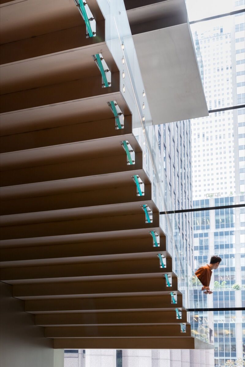 Interior view of the Museum of Modern Art, Blade Stair, designed by Diller Scofidio + Renfro in collaboration with Gensler, as a part of The Museum of Modern Art Renovation and Expansion. Photo by Iwan Baan. Courtesy of the Museum of Modern Art.