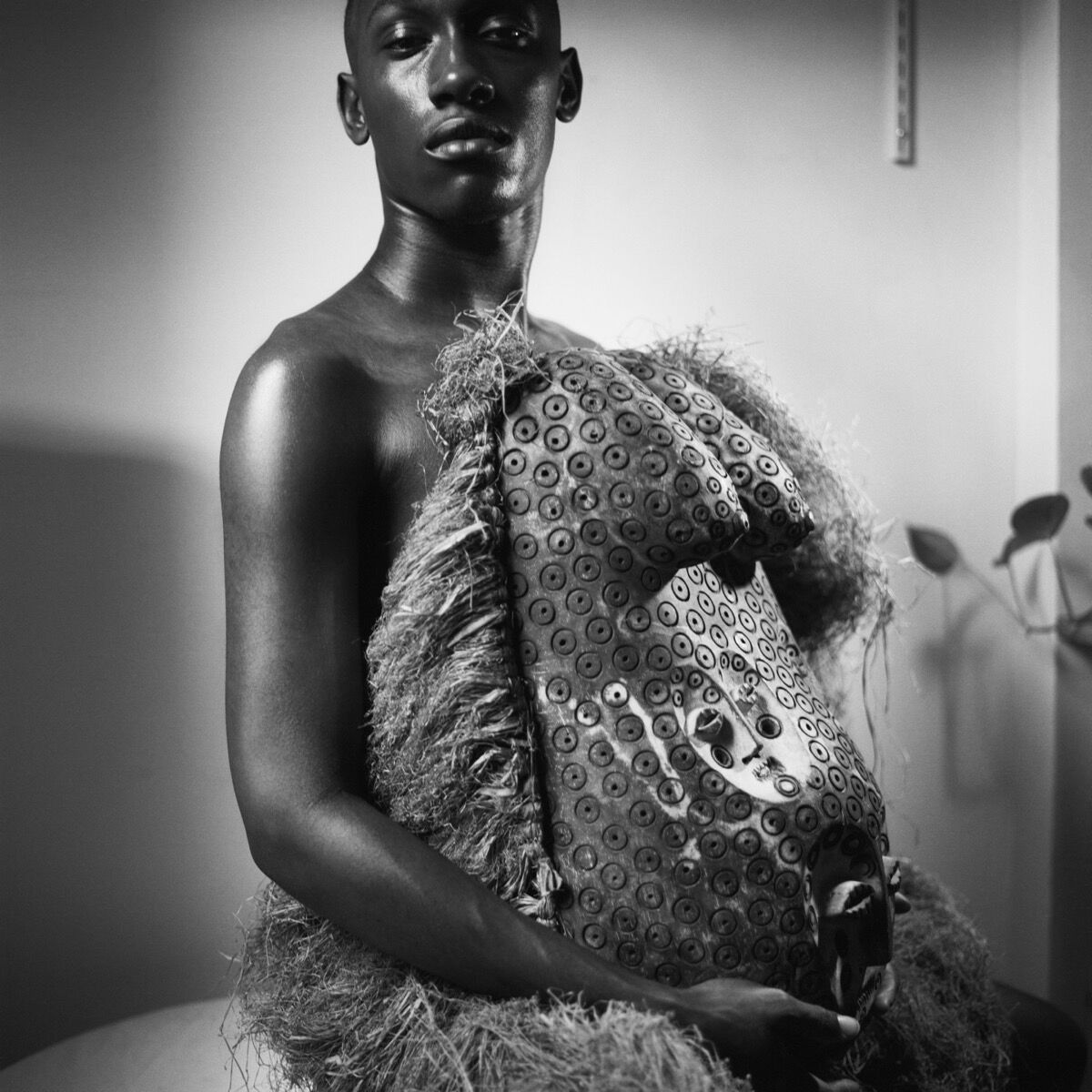 John Edmonds, Young man wearing a maternity bust (from the Makonde), 2019. © John Edmonds. Courtesy of the artist and Company, New York.