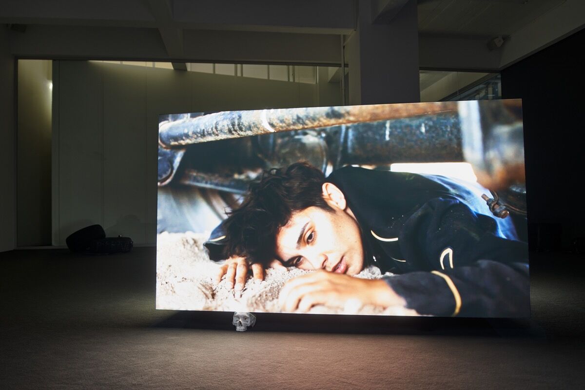 Installation view A.K. Burns, Leave No Trace (Negative Space 000), 2019. Photo by Alwin Lay. Courtesy of the artist, Callicoon Fine Arts, New York and Michel Rein Gallery, Paris/Brussels.