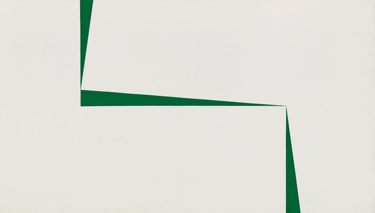 Carmen Herrera, Blanco y Verde, 1966–67. Courtesy of Sothebys.