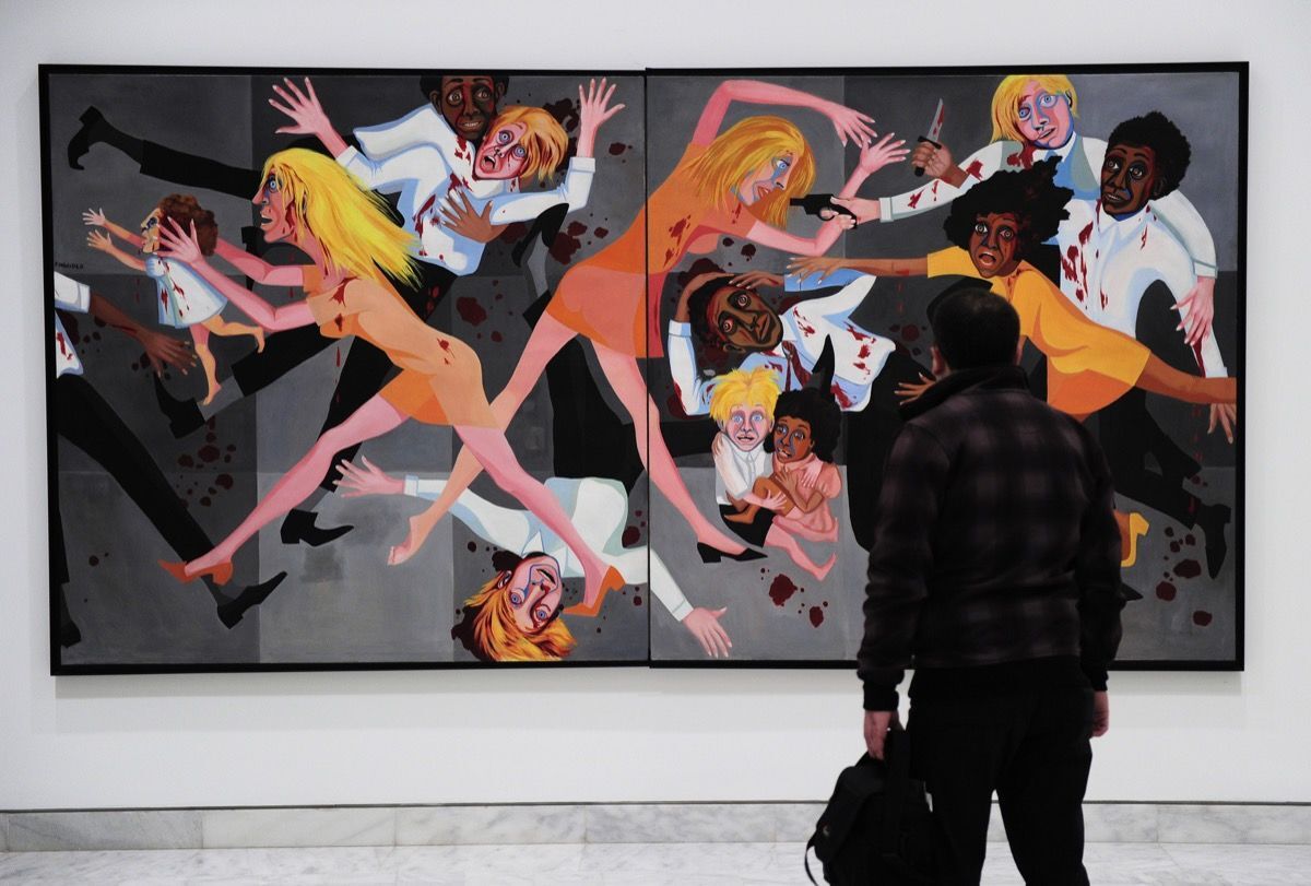 Faith Ringgold, The American People Series #20: Die , 1967. Photo by Josep Lago/AFP/Getty Images.