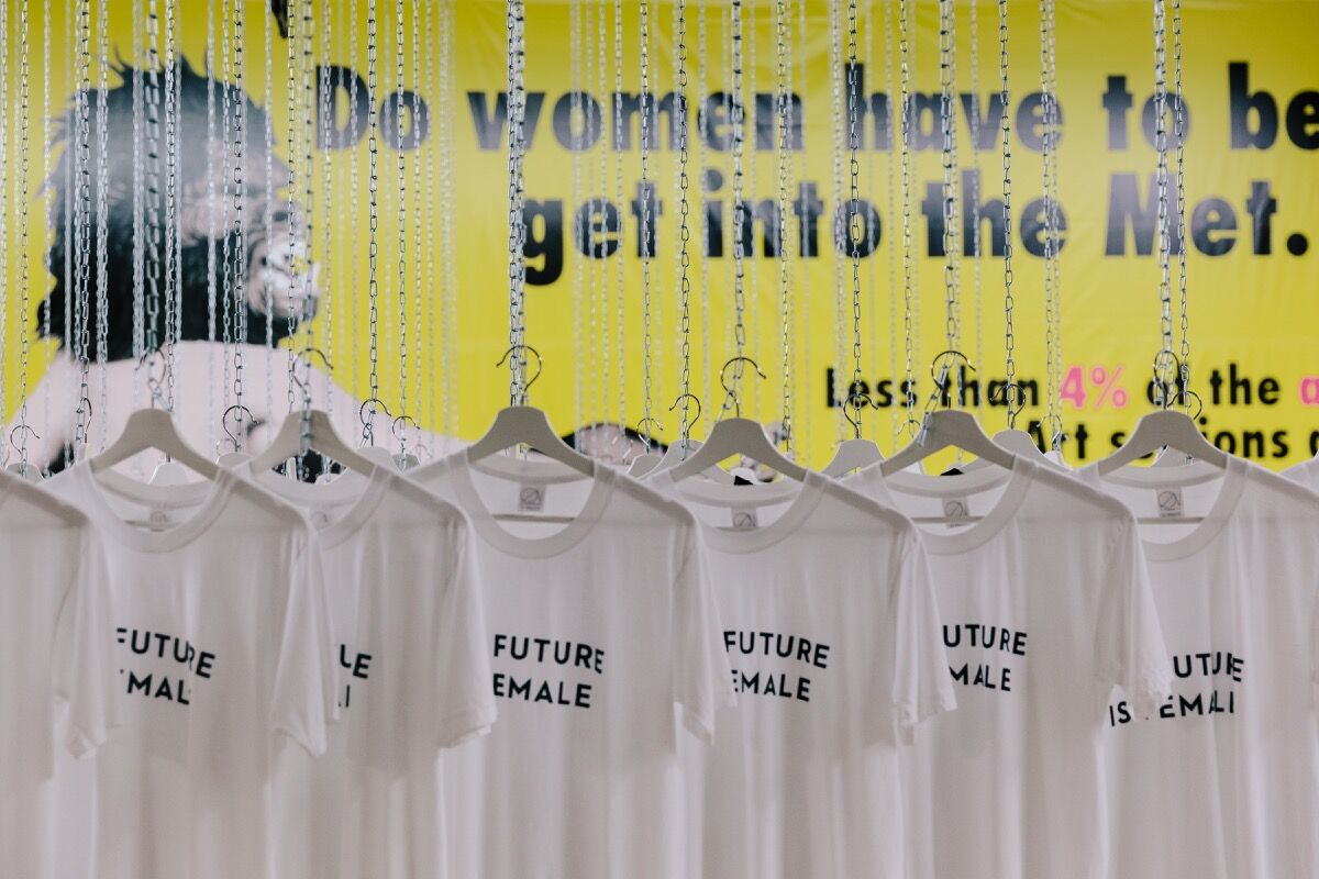 Installation view of the Guerrilla Girls at Fair. Photo by Diana Larrea. Courtesy of Fair.