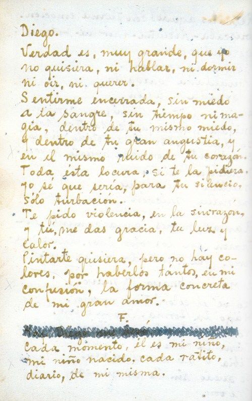 Letter fromThe Diary of Frida Kahlo: An Intimate Self-Portrait. © Banco de Mexico Diego Rivera & Frida Kahlo Museums Trust, Mexico, D.F. / Artists Rights Society (ARS), New York.