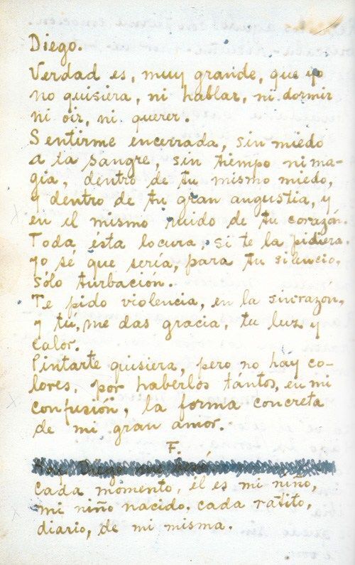 Letter fromThe Diary of Frida Kahlo: An Intimate Self-Portrait. © Banco de Mexico Diego Rivera &amp; Frida Kahlo Museums Trust, Mexico, D.F. / Artists Rights Society (ARS), New York.
