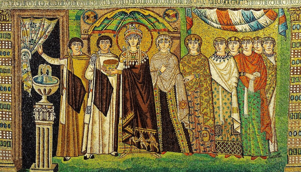 Mosaic of Theodora at the Basilica of San Vitale (built A.D. 547). Image by Petar Milošević, via Wikimedia Commons.