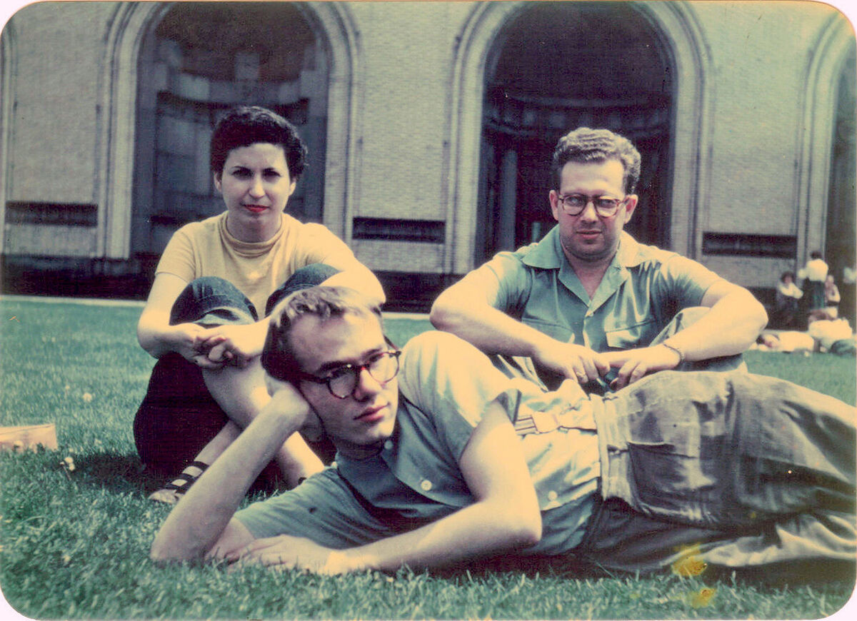 Andy Warhol, Dorothy Cantor, and Philip Pearlstein on Carnegie Institute of Technology campus, ca. 1948, courtesy of the Archives of American Art, Smithsonian Institution. Photo by Leonard Kessler.