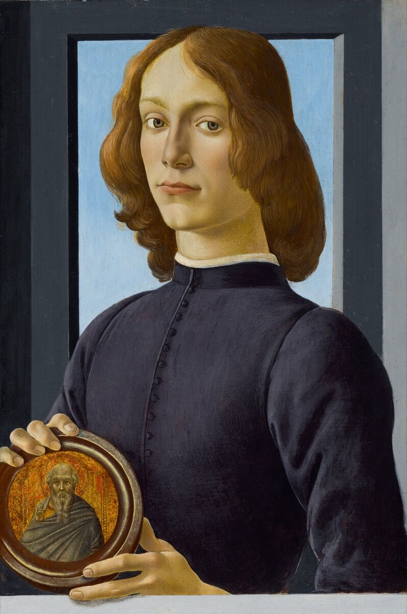 Sandro Botticelli, Portrait of a young man holding a roundel, ca. 1470–80. Courtesy of Sotheby’s.