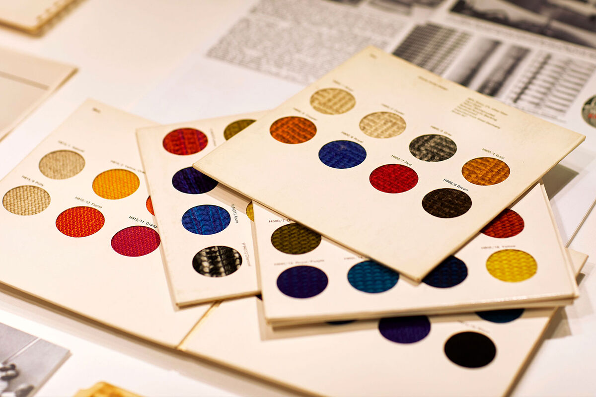 Swatches of Inca designed by Sheila Hicks for Knoll in 1964. Image courtesy of the Knoll Archive.