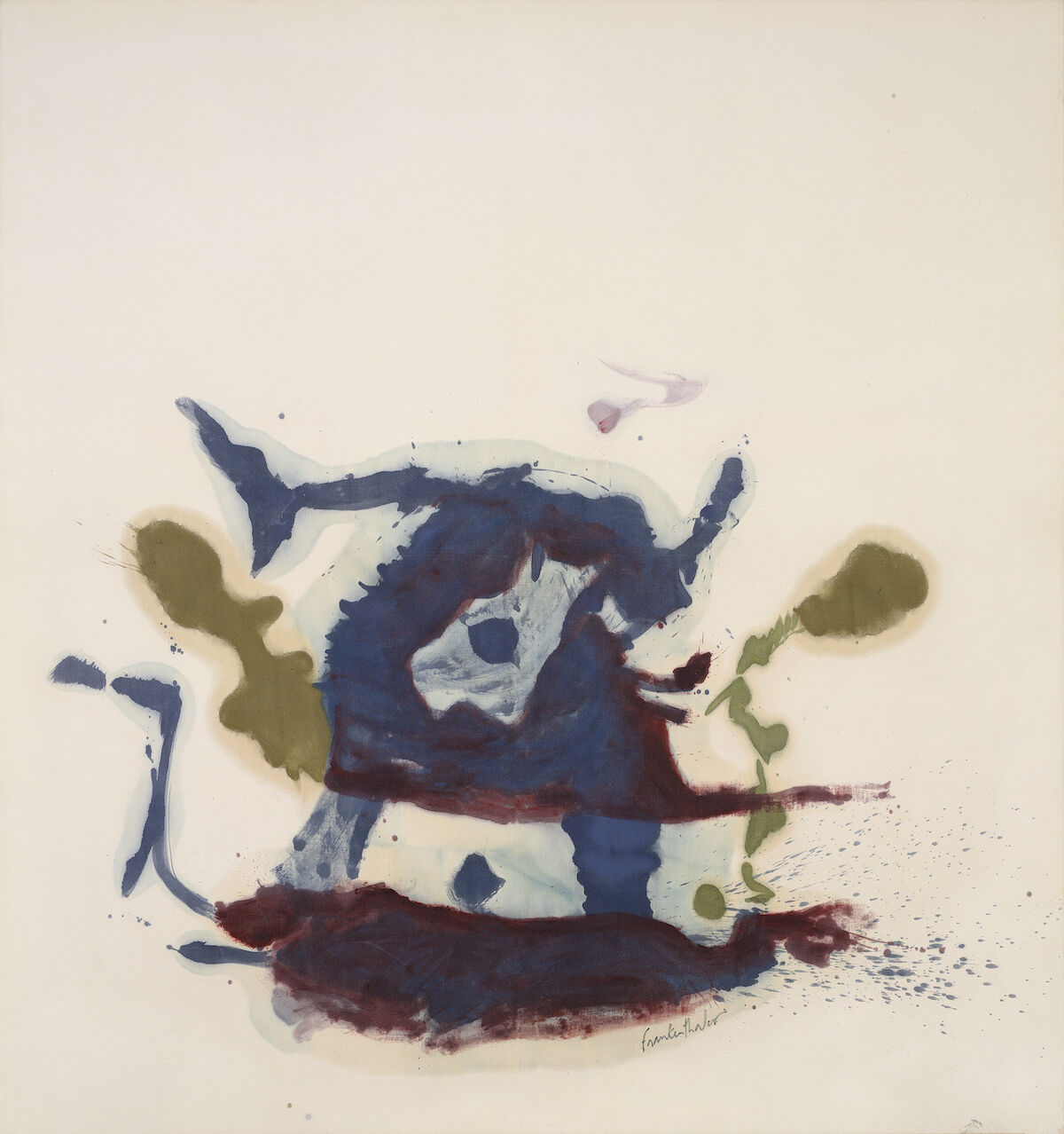 Helen Frankenthaler, Vessel, 1961. Oil on unsized, unprimed canvas. © 2019 Helen Frankenthaler Foundation, Inc. / Artists Rights Society (ARS), New York. Photo: Jordan Tinker, courtesy Helen Frankenthaler Foundation.