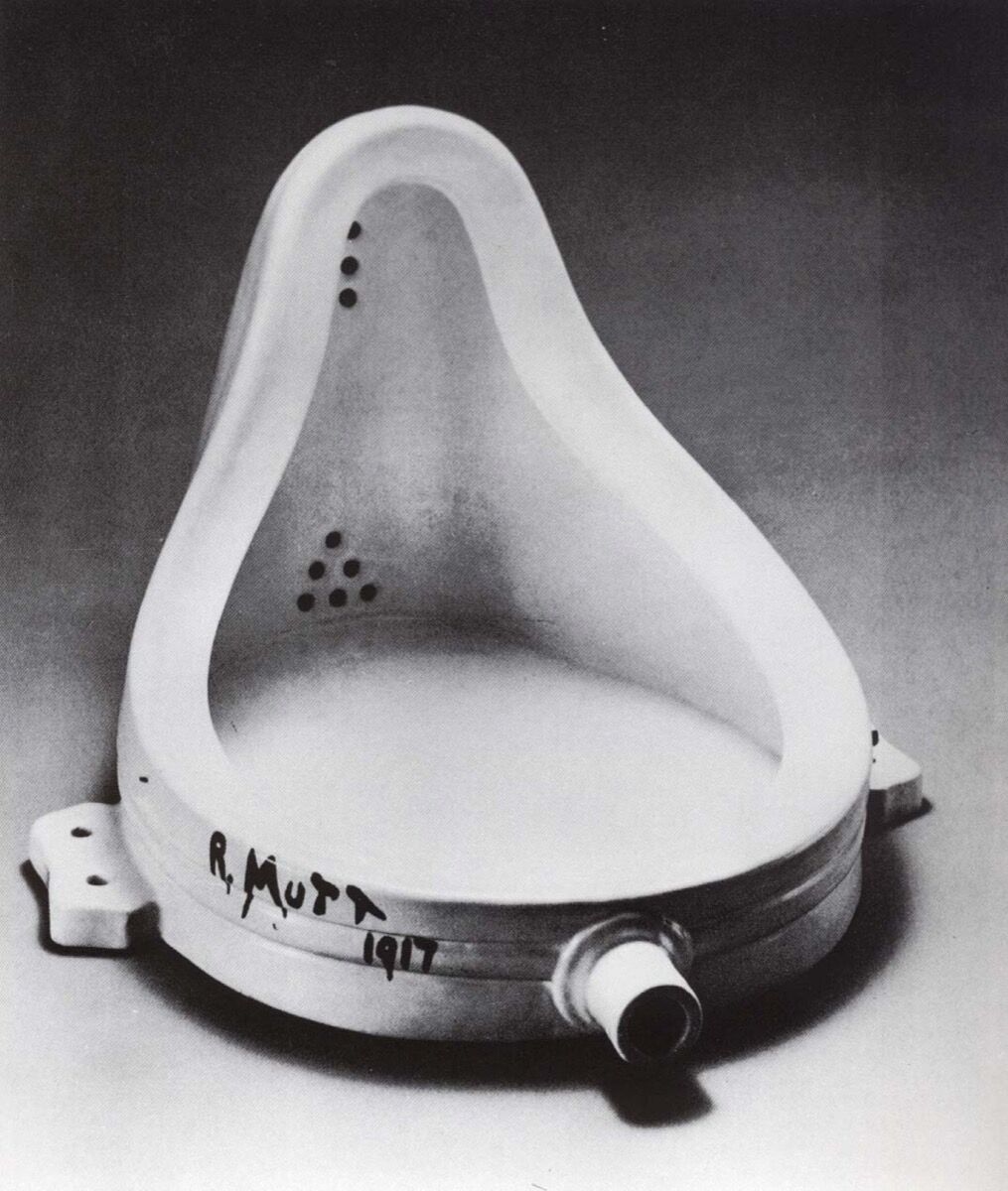 Image of Marcel Duchamp's Fountain, 1917, via Wikimedia Commons. 