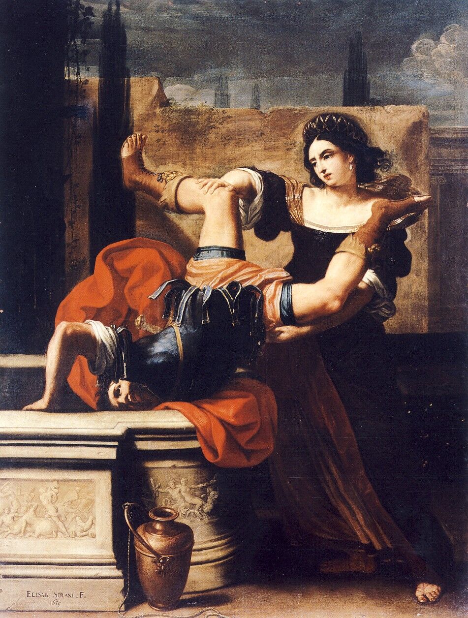 Elisabetta Sirani, Timoclea matando a su violador, 1659. Foto a través de Wikimedia Commons.
