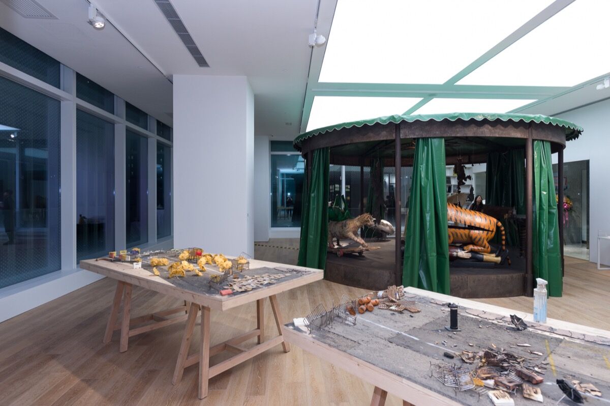 Installation view of Tang Contemporary’s “Theater of the World.” Courtesy of Tang Contemporary.