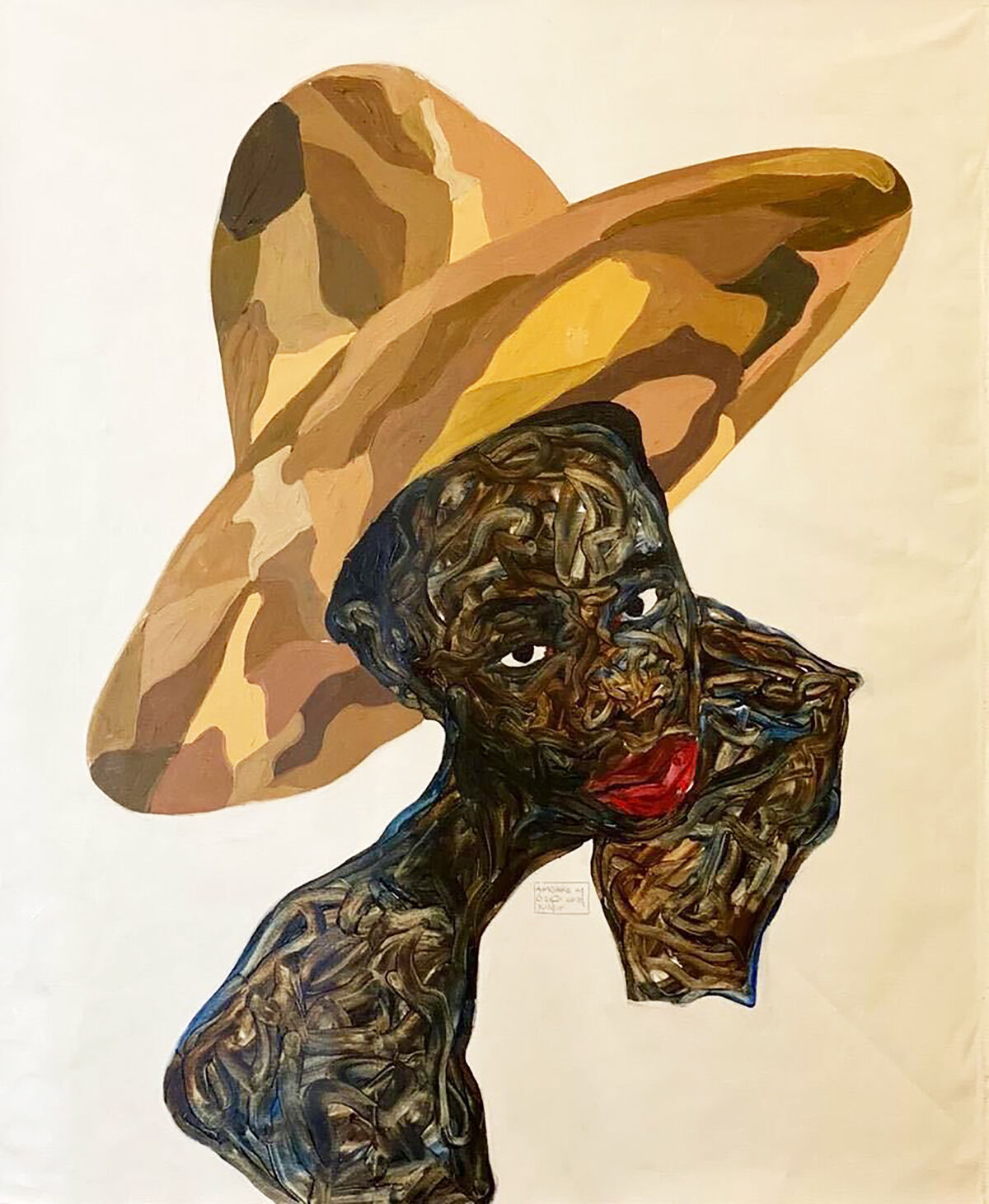 Amoako Boafo, Camouflage Hat, 2020. Courtesy of the artist and Mariane Ibrahim.