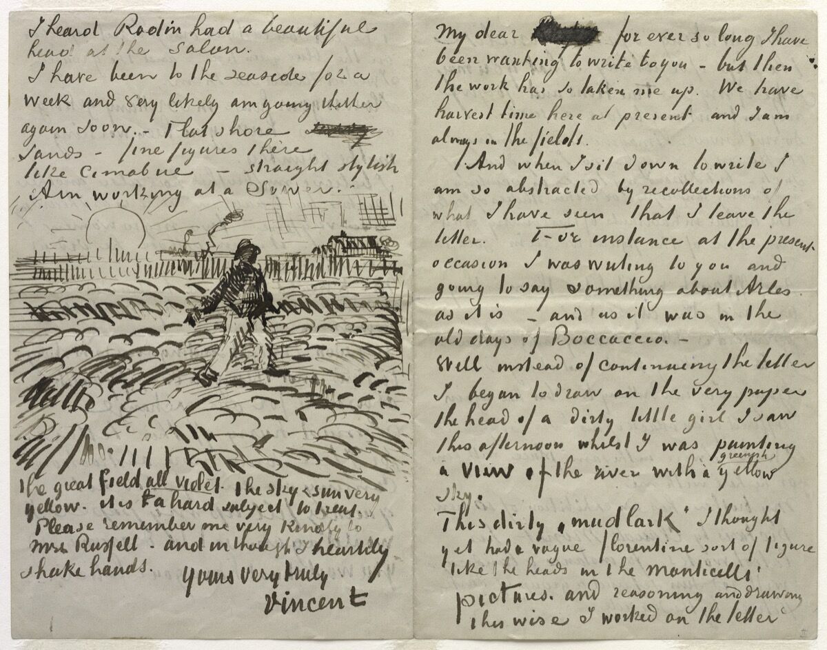 Vincent van Gogh, Letter to John Peter Russell. Courtesy of The Solomon R. Guggenheim Foundation / Art Resource, NY.