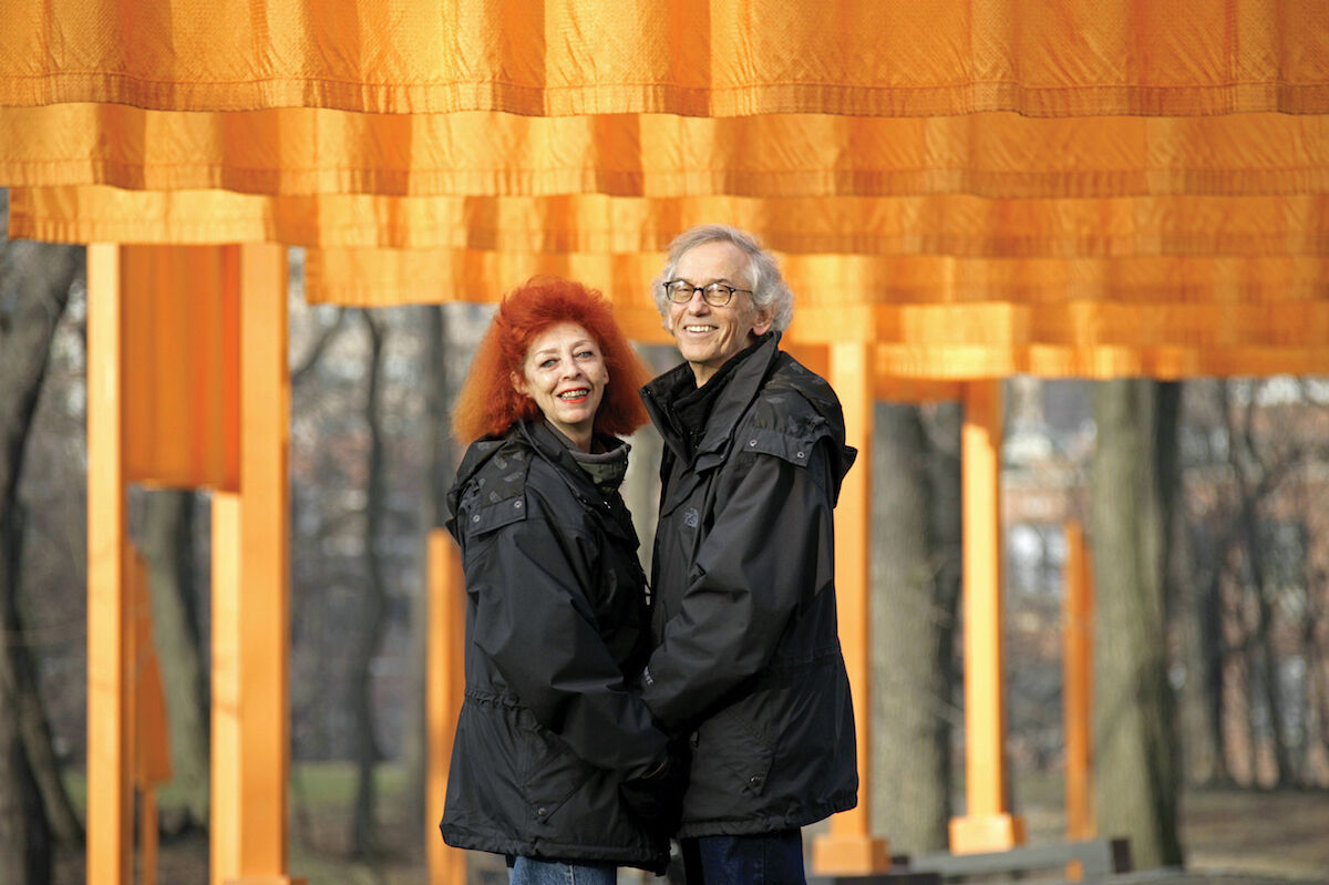 Christo and Jeanne-Claude at The Gates, February 2005. Photo by Wolfgang Volz. Courtesy and © the artists.