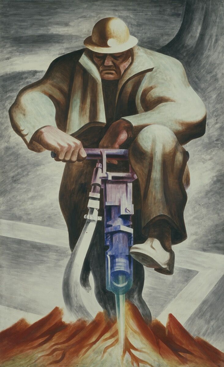 Harold Lehman, The Driller (mural, Rikers Island, Nueva York), 1937. © Estate of Harold Lehman.  Imagen © Smithsonian American Art Museum, Washington, DC / Art Resource, NY.  Cortesía del Museo Whitney de Arte Americano.
