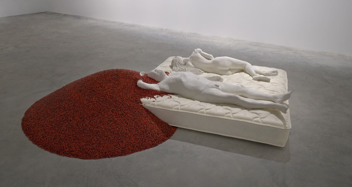 Installation view of Ai Weiwei, Two Figures, 2018, in “The Red Bean Grows in the South," at the Faurschou New York, 2019. Photo by Tom Powel Imaging. © Faurschou Foundation.