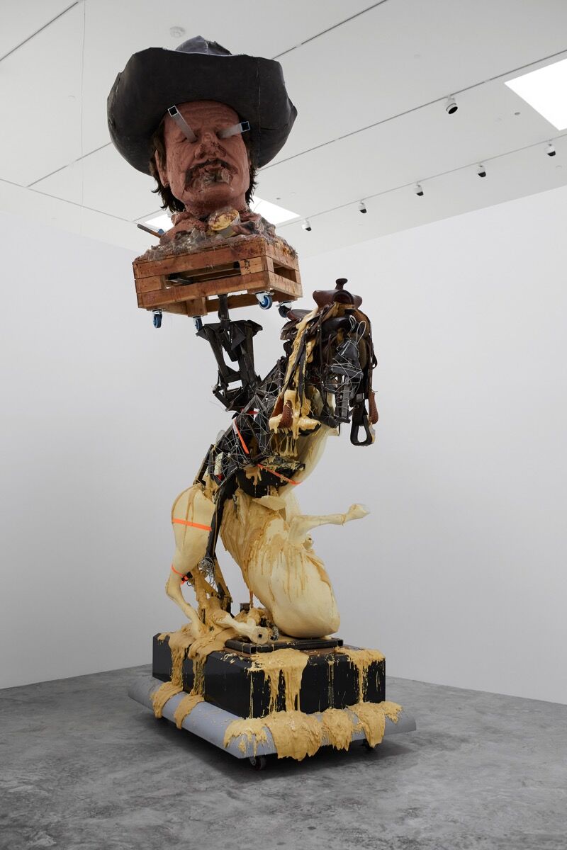 Installation view of Paul McCarthy, CSSC, Frederic Remington Charles Bronson, 2014–16, in “The Red Bean Grows in the South", Faurschou New York, 2019. Photo by Ed Gumuchian. © Faurschou Foundation.
