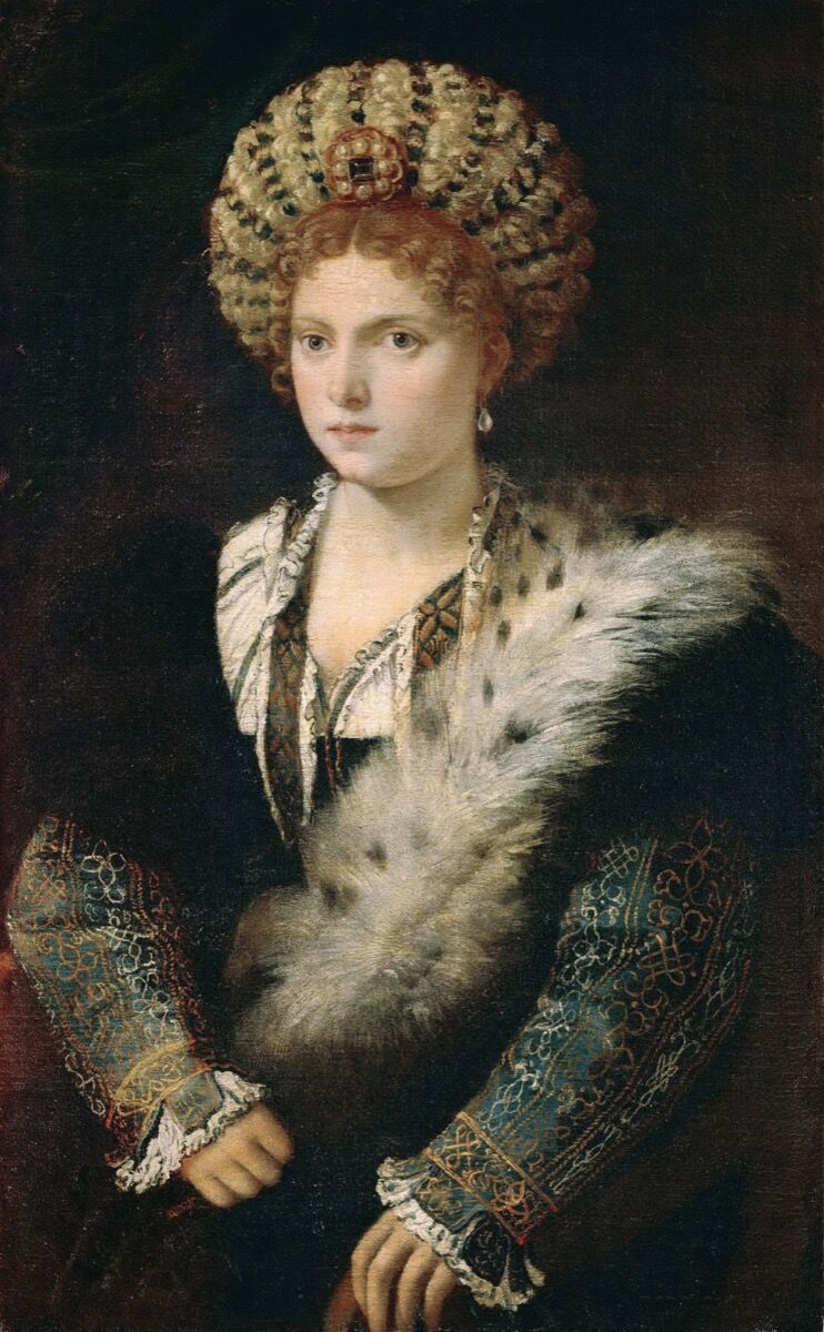Titian, Portrait of Isabella d'Este, c. 1534-1536. Image via Wikimedia Commons.
