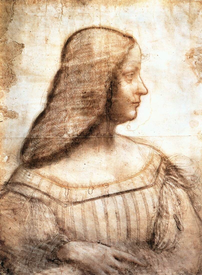 Leonardo da Vinci, Cartoon for a Portrait of Isabella d'Este, c. 1500. Image via Wikimedia Commons.