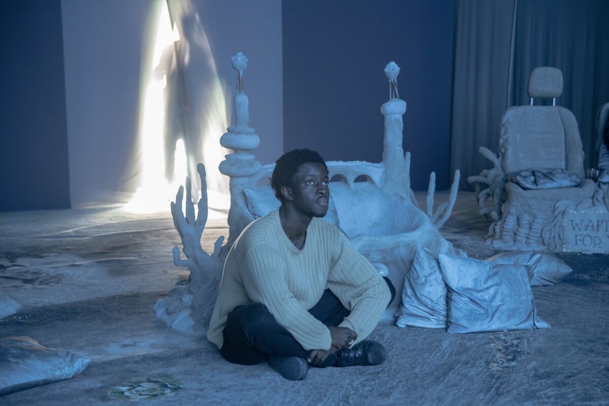 Installation view of Laure Prouvost, “Deep See Blue Surrounding You/Vois Ce Bleu Profond Te Fondre,” for the France Pavilion at the 58th Venice Biennale, 2019. Courtesy of Institut français.