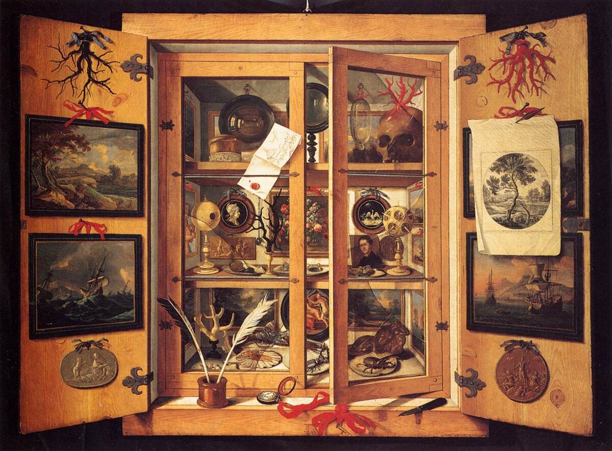 Domenico Remps, Cabinet de curiosités, ca.  1690. Image via Wikimedia Commons.