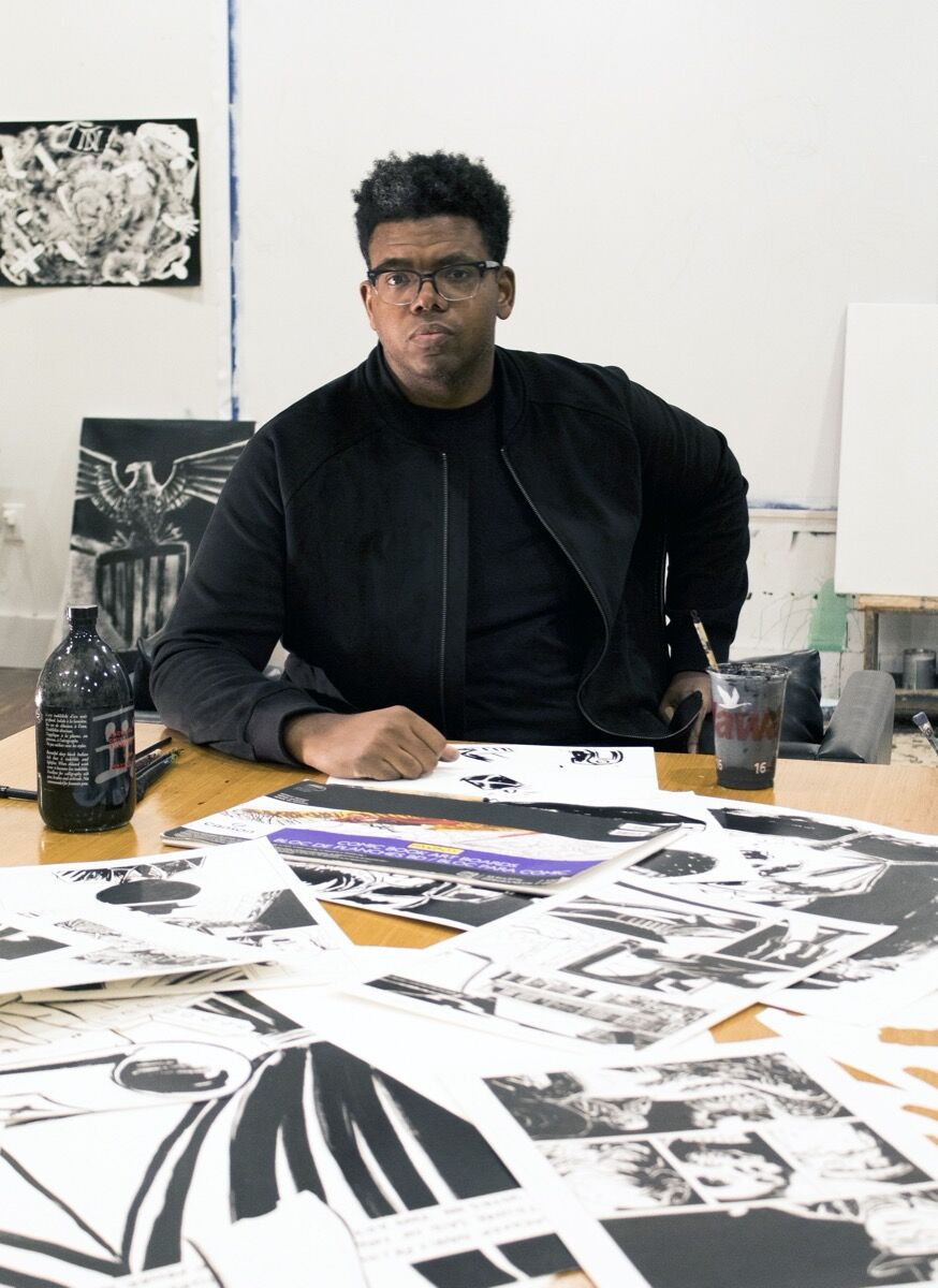 Portrait of Mark Thomas Gibson in the artist’s Philadelphia studio, 2020. Photo by Kathryn Gegenheimer. Courtesy of the artist.