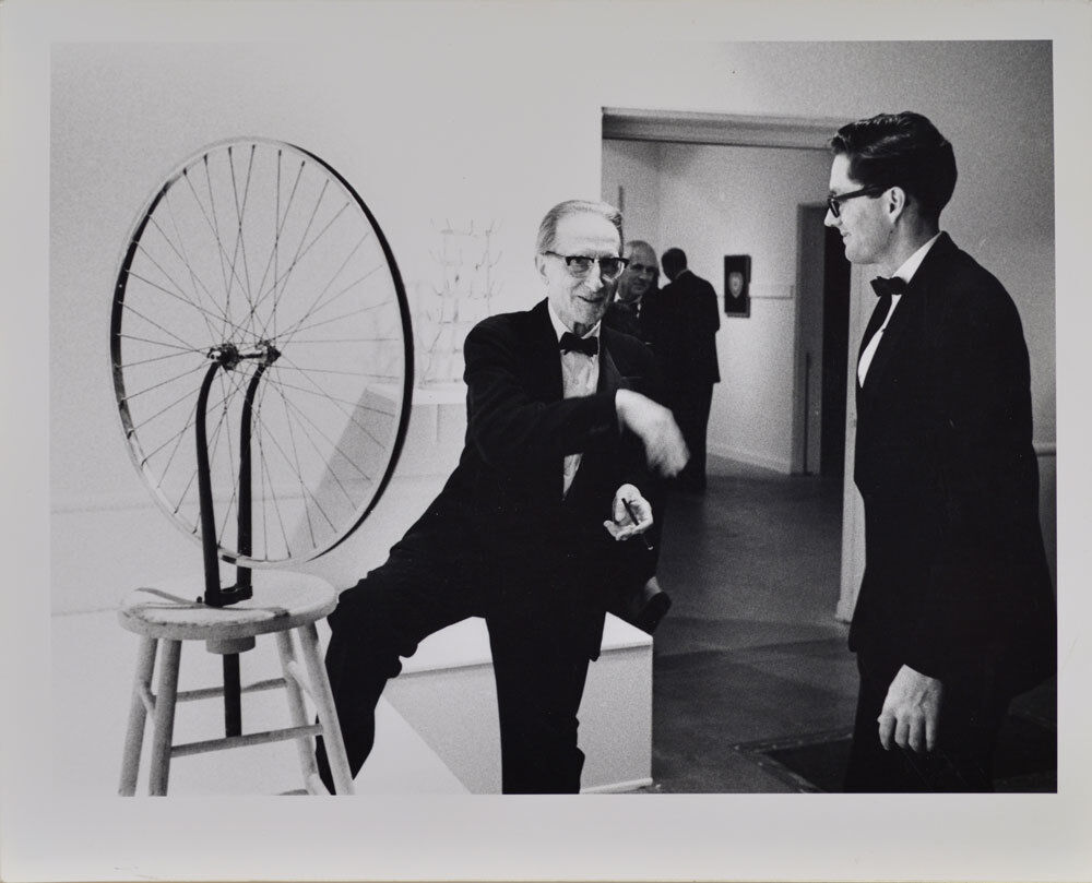 Duchamp with Walter Hopps, Duchamp Retrospective, Pasadena Art Museum