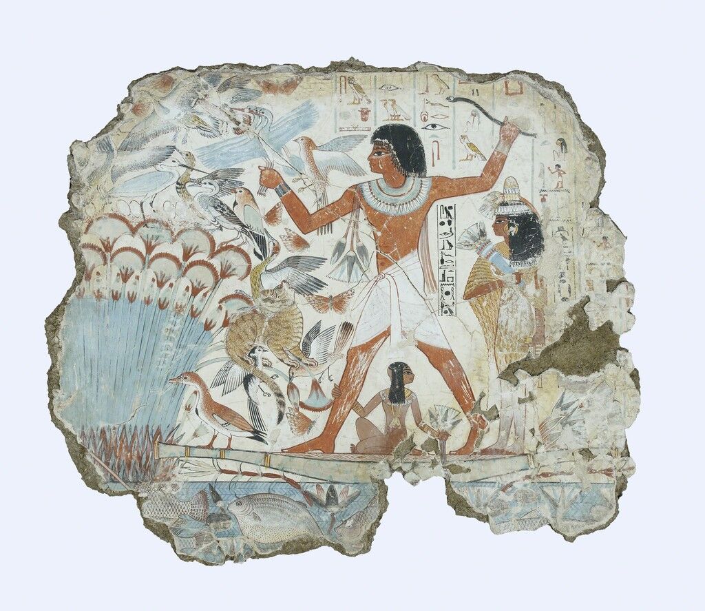 Nebamun hunting in the marshes, fragment of a scene from the tomb-chapel of Nebamun