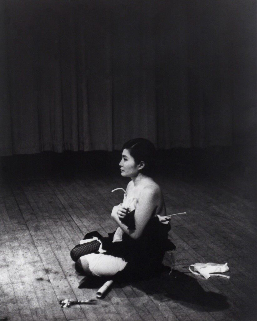 Cut Piece (1964) performed by Yoko Ono in New Works of Yoko Ono, Carnegie Recital Hall, New York, March 21, 1965