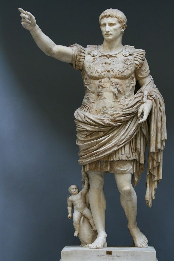 Augustus of Primaporta, perhaps a copy of a bronze statue of ca. 20 B.C.