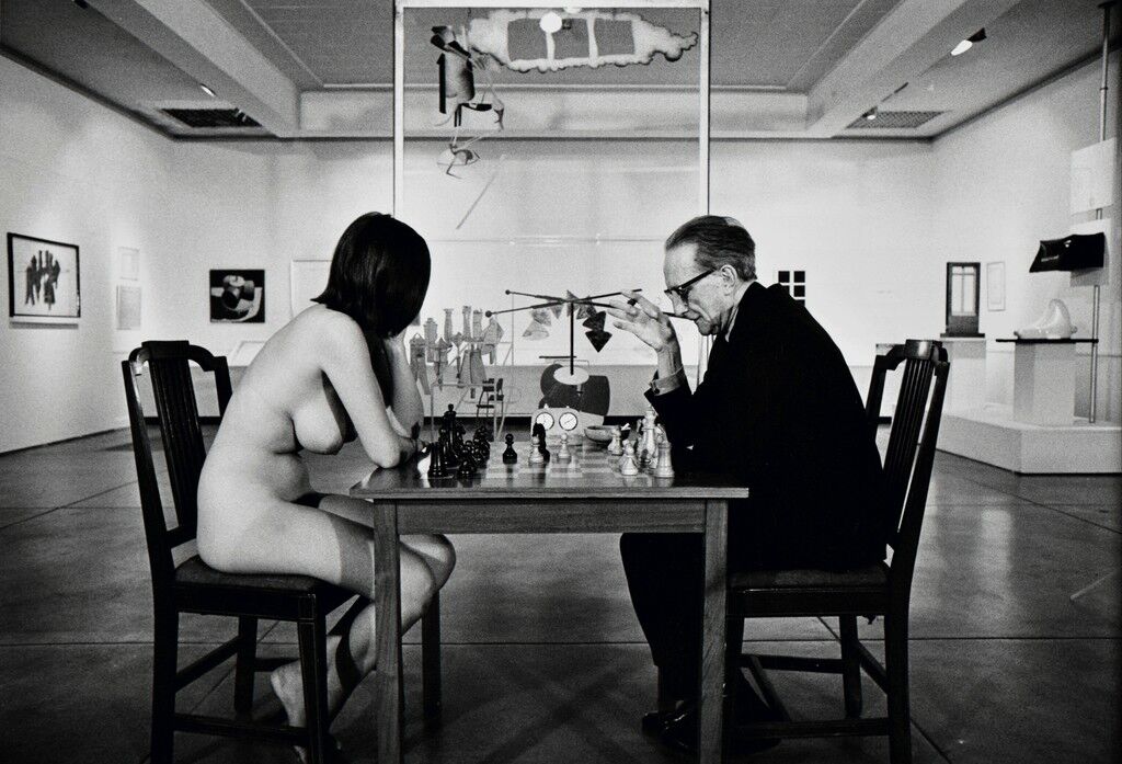 Duchamp Playing Chess with a Nude (Eve Babitz), Duchamp Retrospective, Pasadena Art Museum, 1963