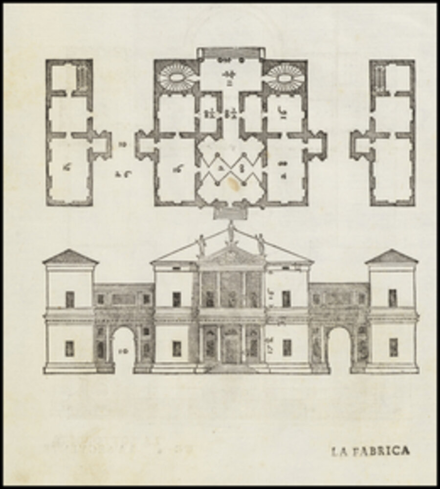 Plan and elevation of the Villa Pisani in Montagnana, Italy