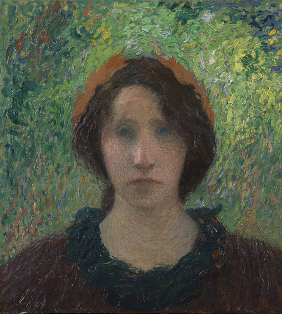 Jeune femme laurée au chignon